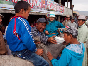 kid drinking airag