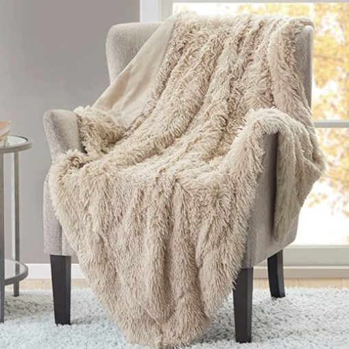 Fluffy Cute Throw Blankets for Couch Sofa ,2 Way Reversible Ultra Soft
