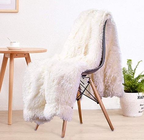 Super Soft Shaggy Mongolian Faux Fur Blanket, Chair Throw