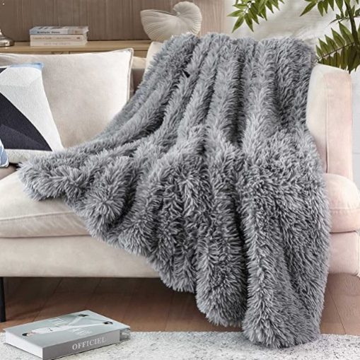 Thick Fluffy Faux Fur Throw Blanket for Couch