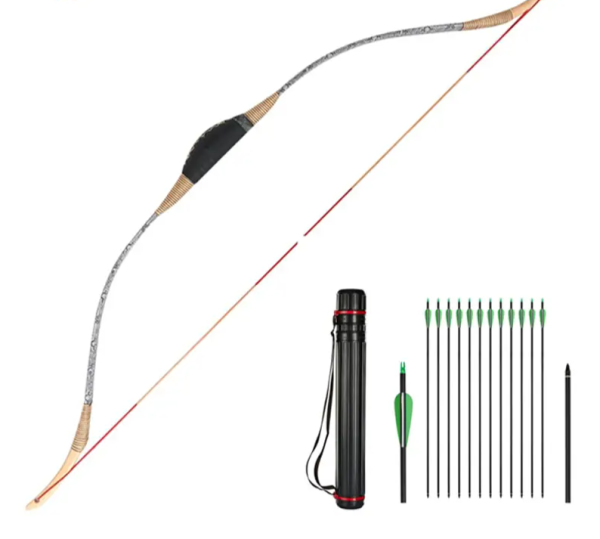 Traditional Archery Bow Powerful Wooden Hunting Bow for Right and Left Hand Outdoor Shooting Target Practice Bow 30-50lbs