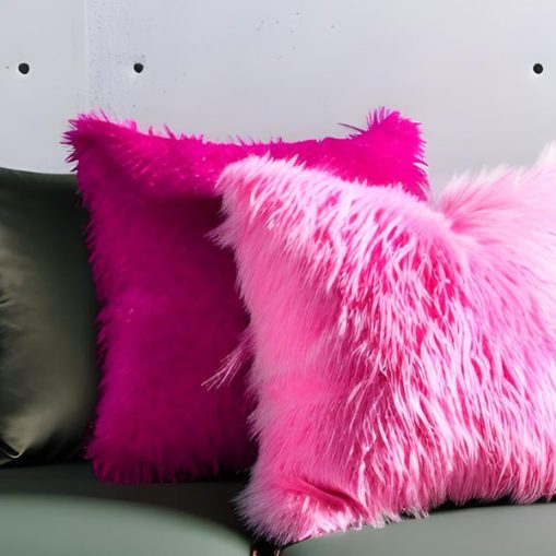 Rose Pink Genuine Mongolian Tibetan Fur Pillows