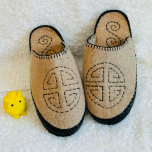 100% Handmade Mongolian Felt Slippers | Beige