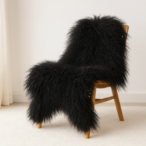 Genuine Tibetan/Mongolian Lambskin Sheepskin Hide Pelt Rug (Black)