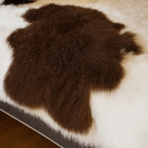 Genuine Tibetan Mongolian Sheepskin Fur Rug, Mongolian Lamb Wool Carpet (Brown)