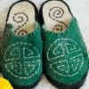 100% Handmade Mongolian Felt Slippers | Dark Green