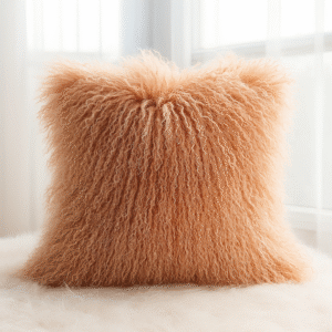 100% Real Mongolian Lamb Fur Cushion Cover/Pillowcase (Pink)