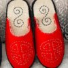 100% Handmade Mongolian Felt Slippers | Red